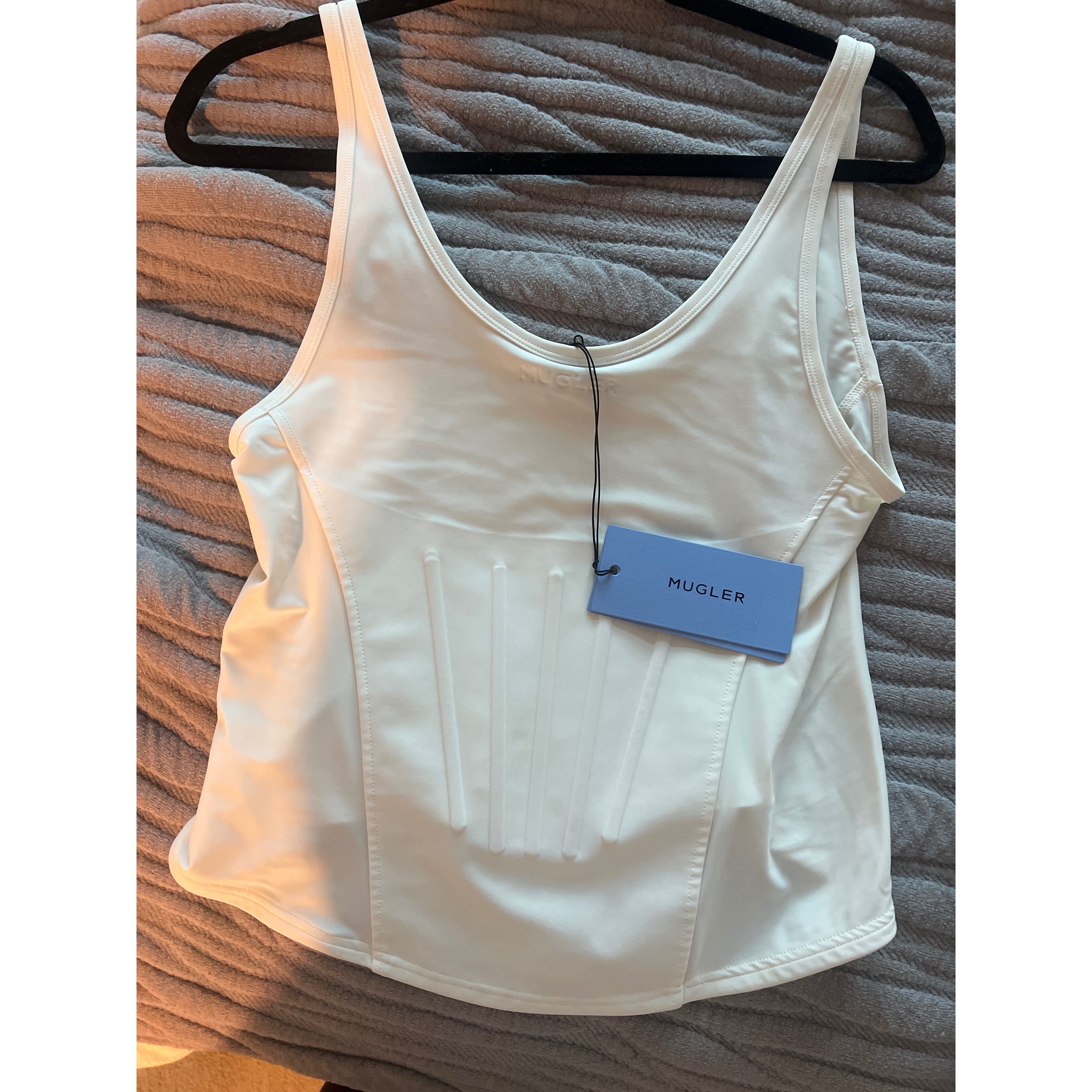 Mugler Cloth Corset Top In Gray